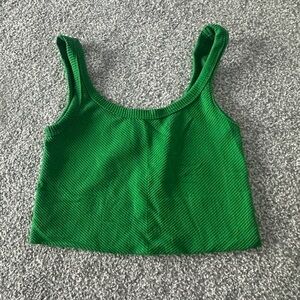 Green Ribbed Crop Top